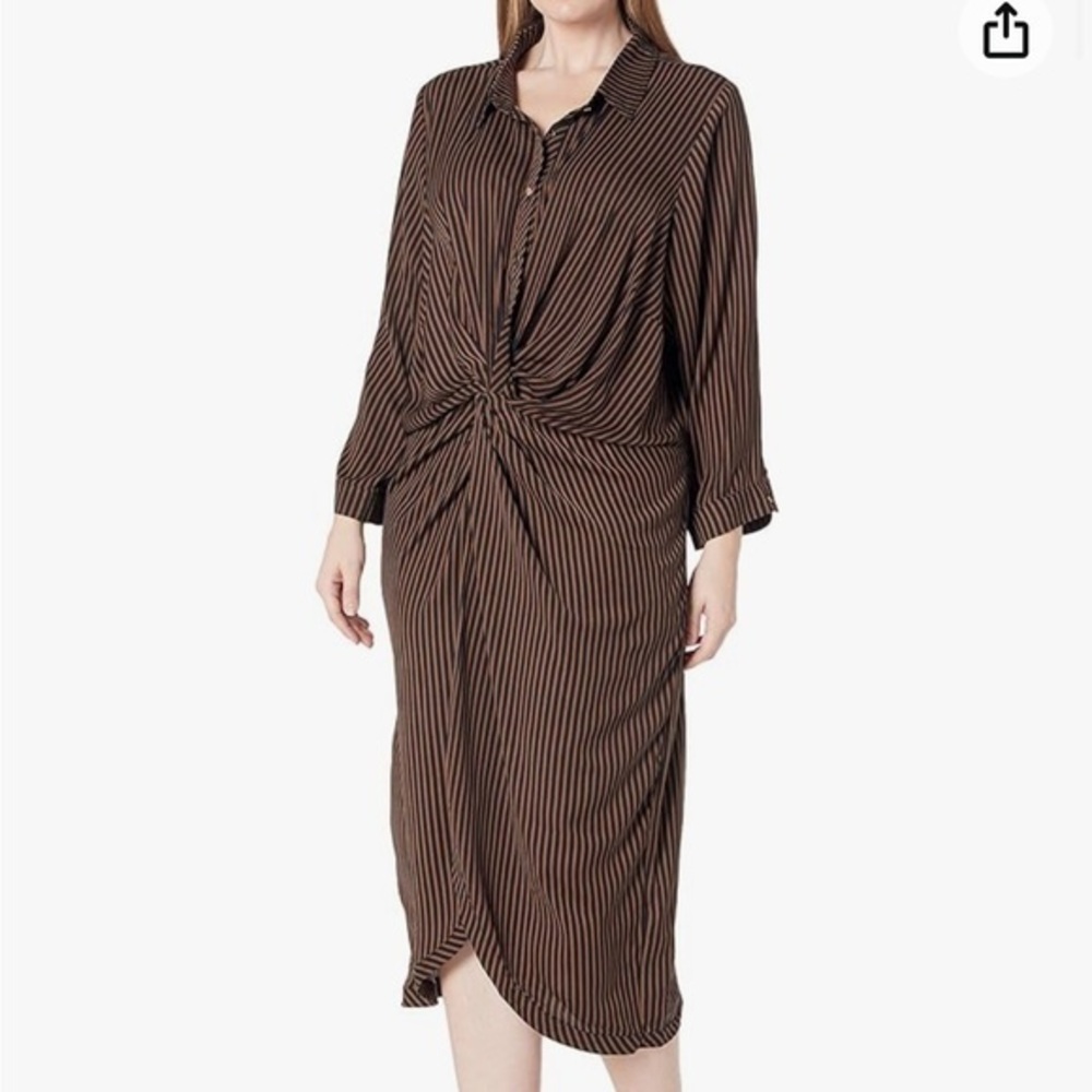 City Chic Black and Brown Striped Button Front Dress Size‎ 18